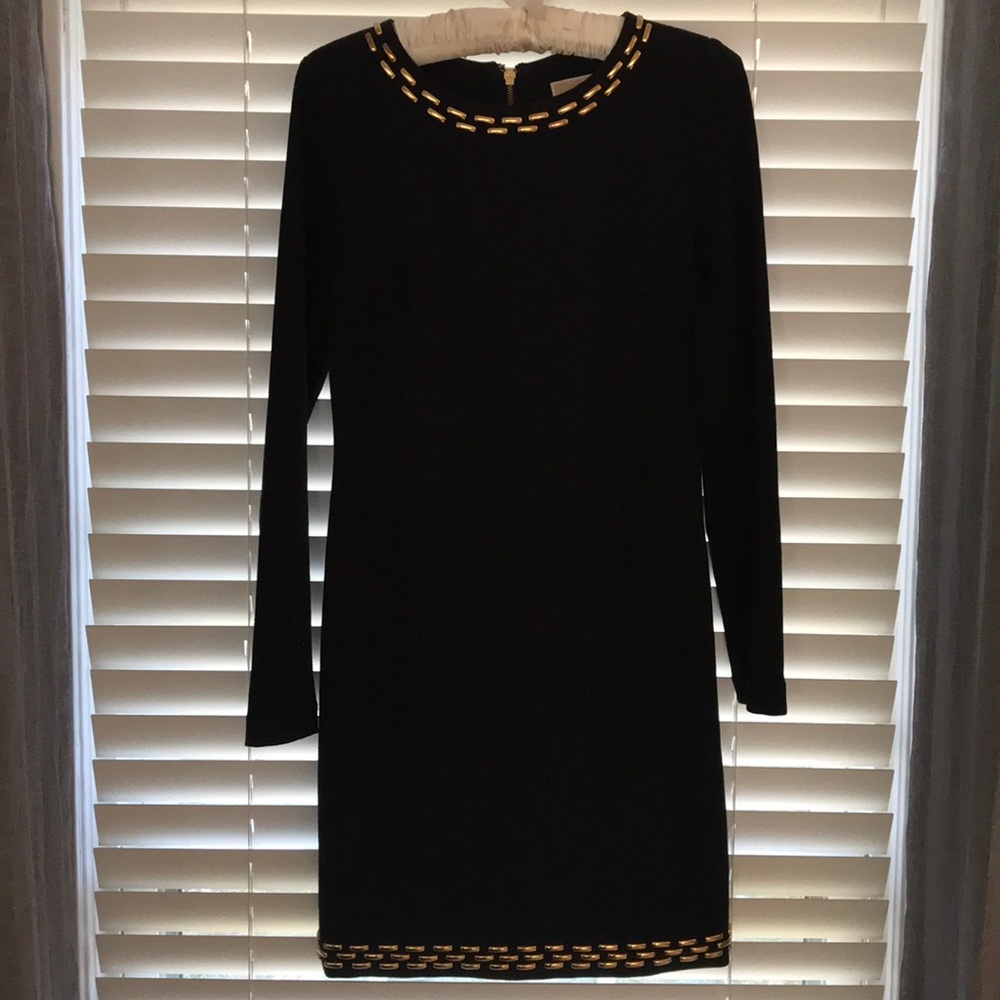 Michael Kors long sleeve wool crepe dress